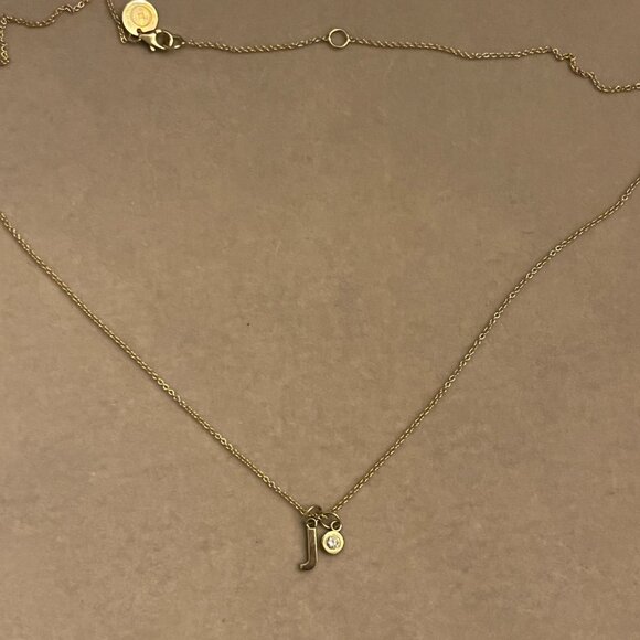 BNWT 14k Solid Yellow Gold Initial J Necklace with Lab Grown Diamond - Picture 6 of 16